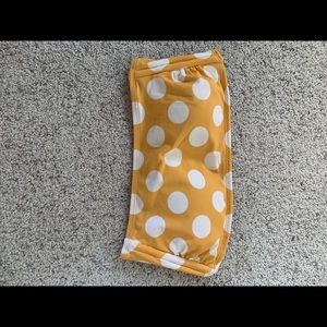 yellow and white polka dot bandeau swim bikini top